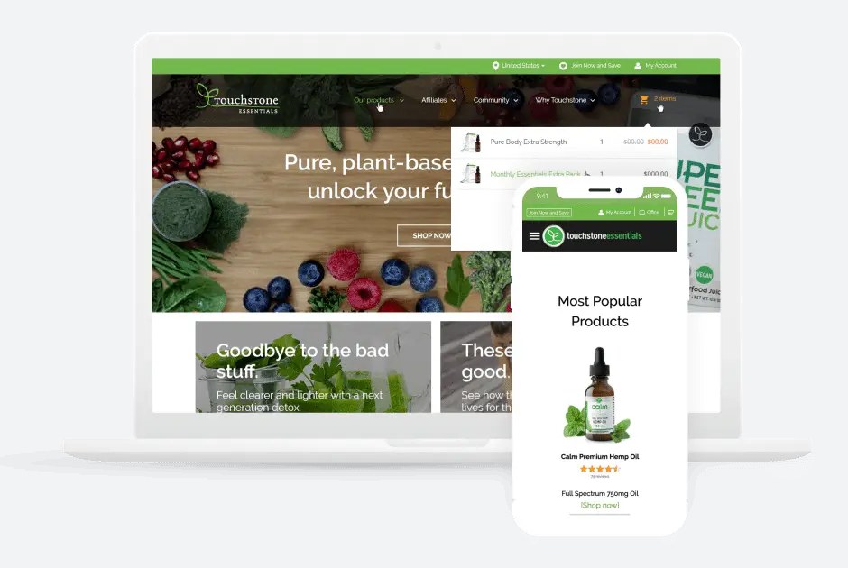 Touchstone Essentials store on desktop and mobile