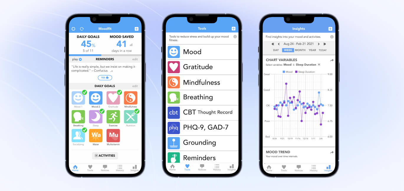 Moodfit app interface