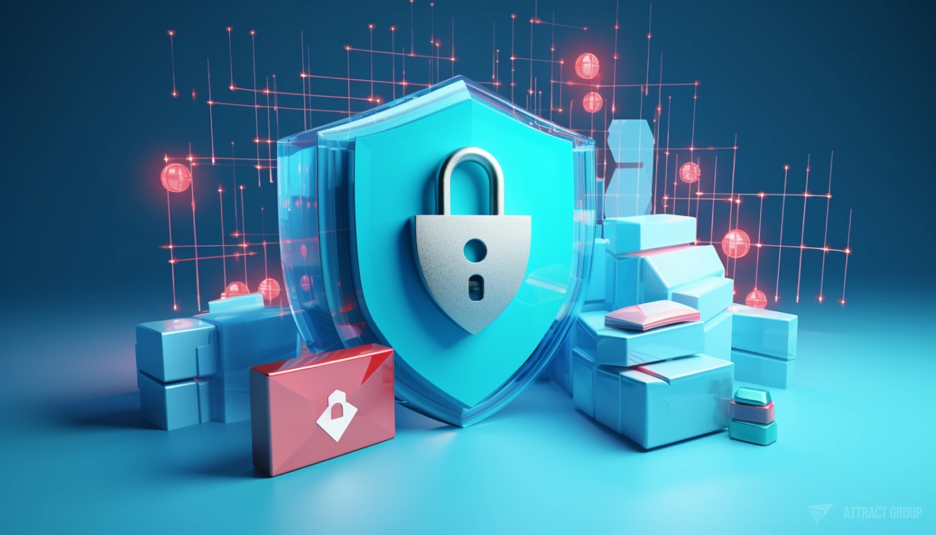 Data Security, 3D illustration, blue background