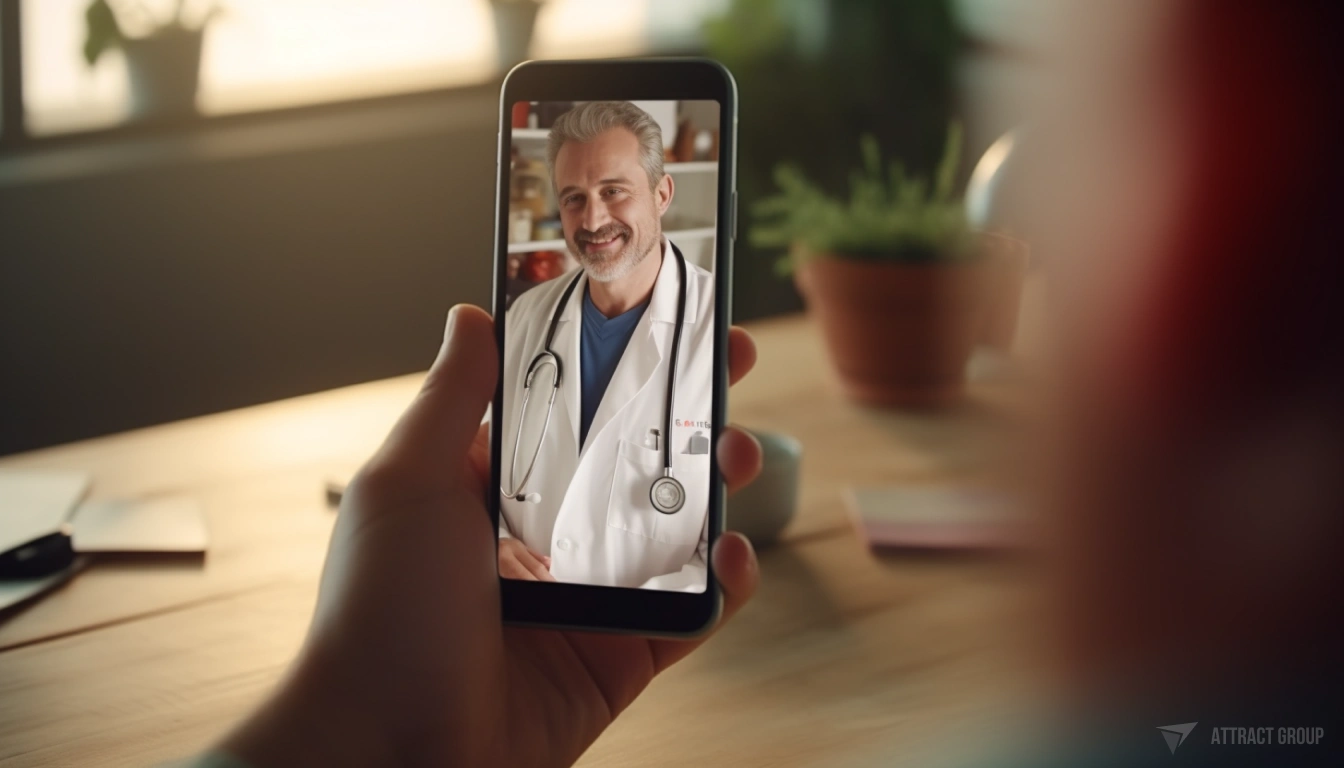 Doctor video call with patient via smartphone 