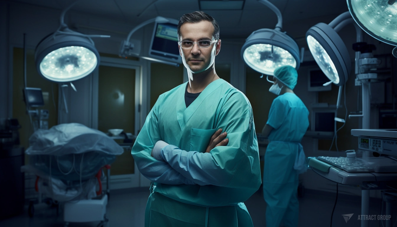 Surgeon in glasses in surgery room 