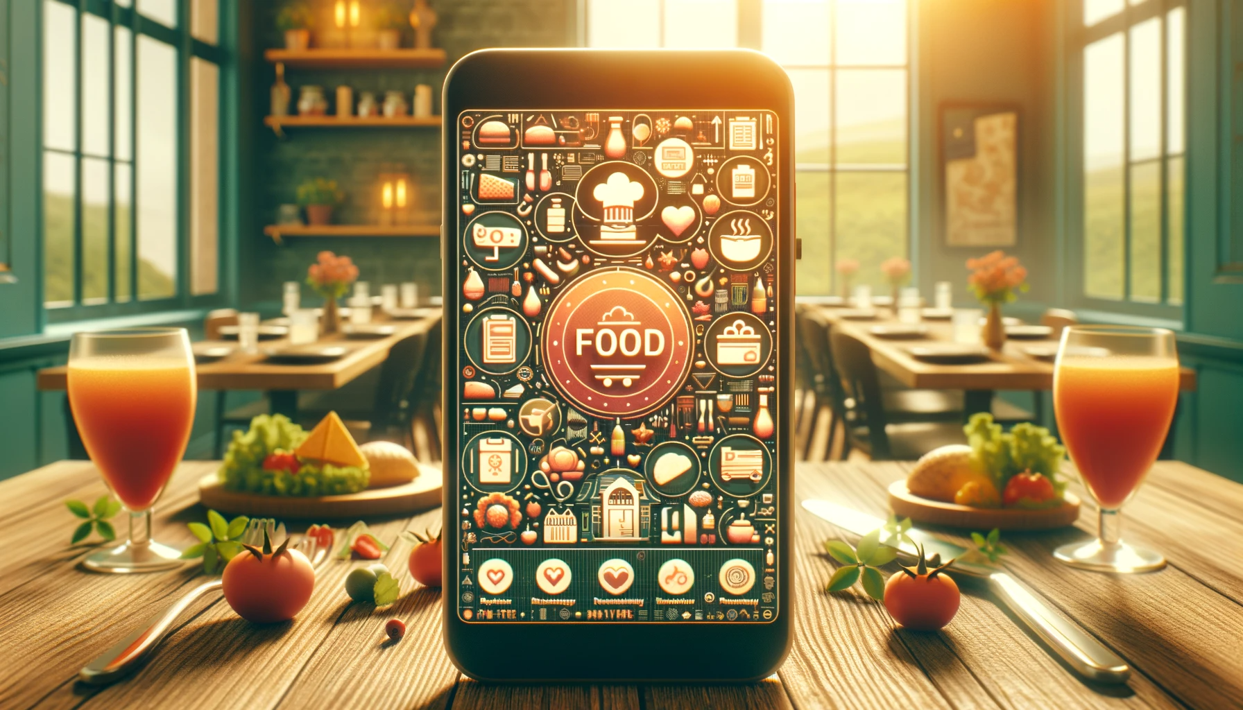 A conceptual landscape image of a Food Industry app.