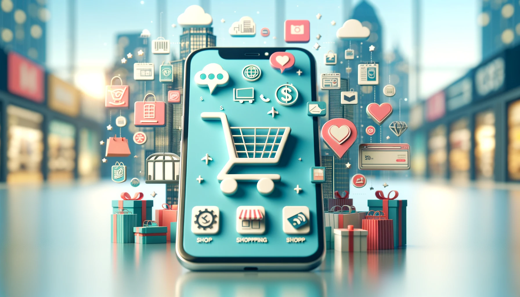 A conceptual landscape image of a Retail & E-commerce mobile app.
