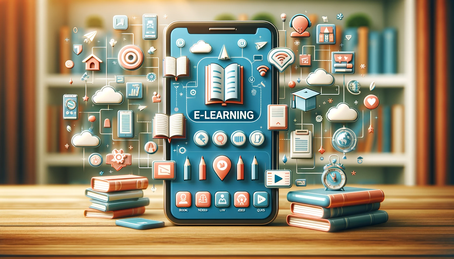 A conceptual landscape image of an E-Learning app