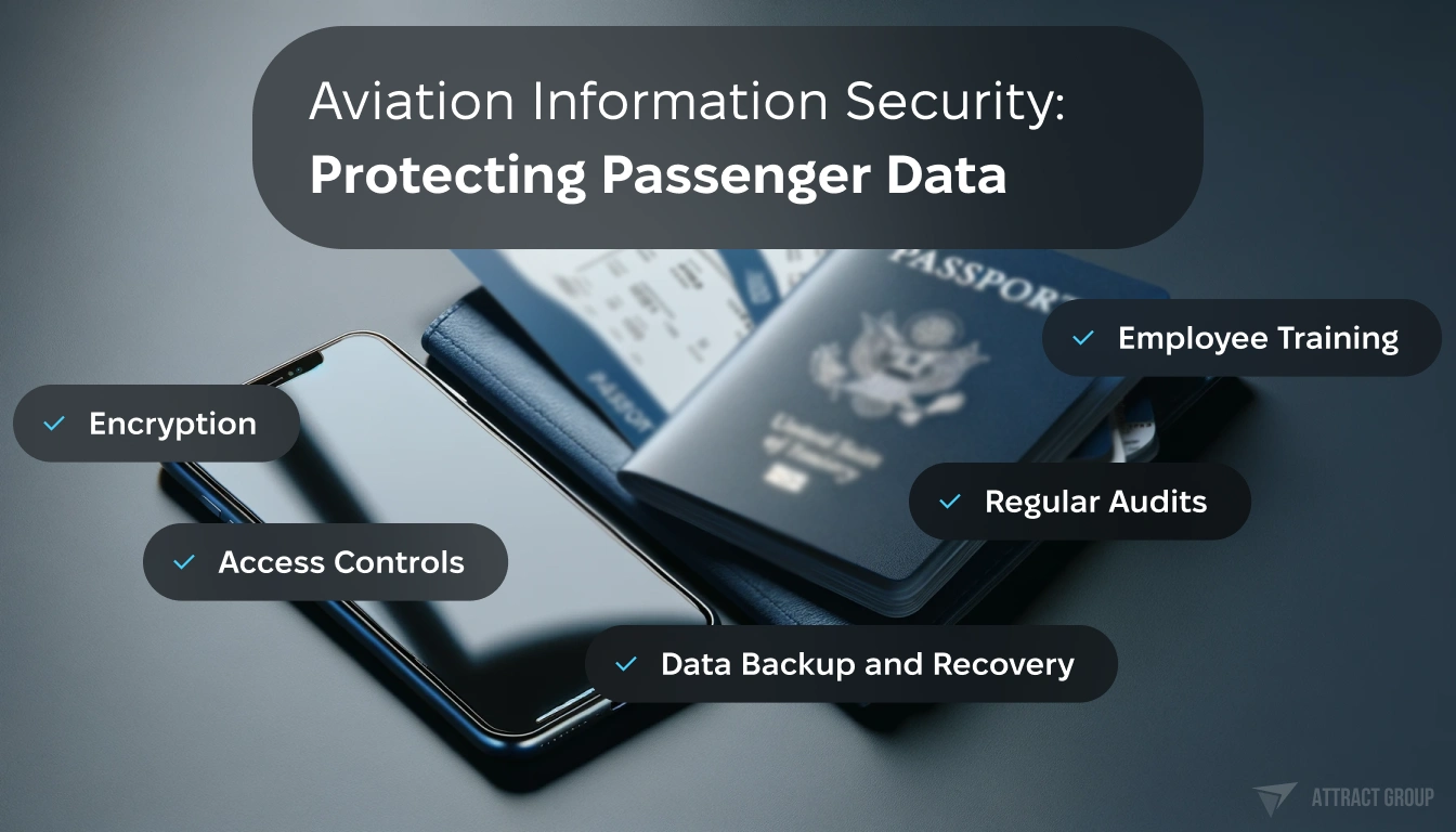 Illustration for Aviation Information Security: Protecting Passenger Data. Two plane tickets lying next to a US blue passport and a modern smartphone. The plane tickets and passport should be arranged in a visually appealing way, suggesting preparation for travel. The smartphone should appear sleek and contemporary, indicative of modern travel technology. The overall composition should capture the essence of international travel, blending traditional elements like the passport and tickets with the modernity of the smartphone. The focus should be on the details of the items, highlighting their importance in the context of travel.