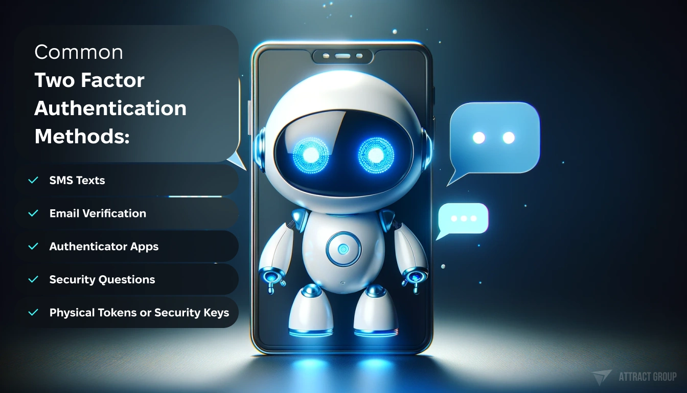 Common Two Factor Authentication Methods. A friendly-looking robot 